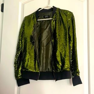 Club L Green sequin bomber jacket